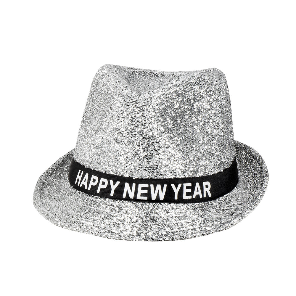 Chapeau Paillettes Argent Bonne Année - Accessoire Nouvel An