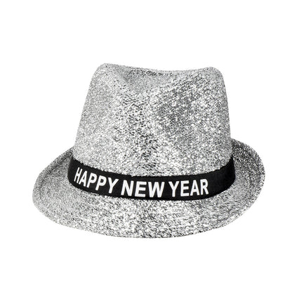 Chapeau Paillettes Argent Bonne Année - Accessoire Nouvel An