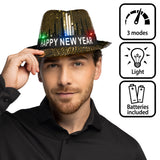 Chapeau Paillettes LED Nouvel An - Happy New Year Électrique