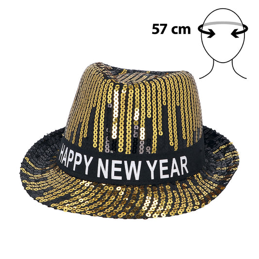 Chapeau Paillettes LED Nouvel An - Happy New Year Électrique