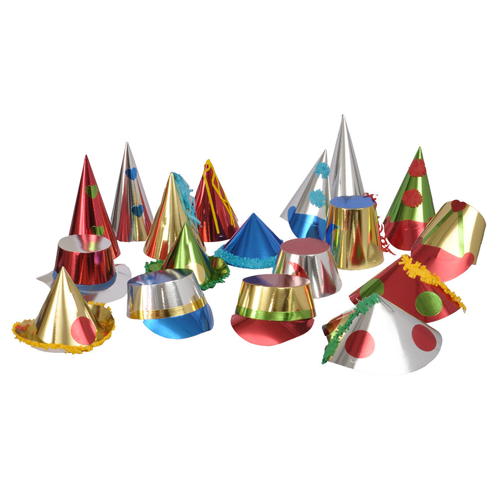 Lot de 12 Chapeaux de Fête Colorés Métallisés - Anniversaire