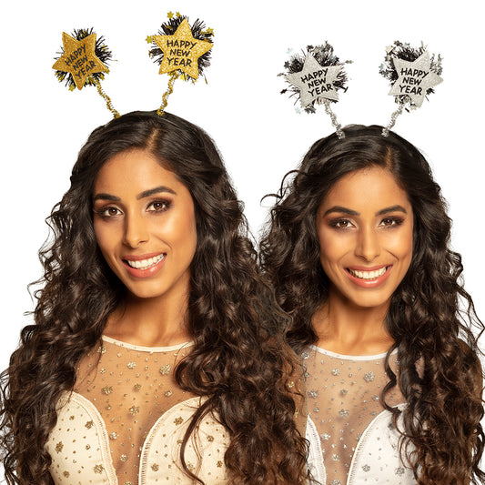 Serre-tête Happy New Year avec Étoiles Pailletées - Accessoire Nouvel An