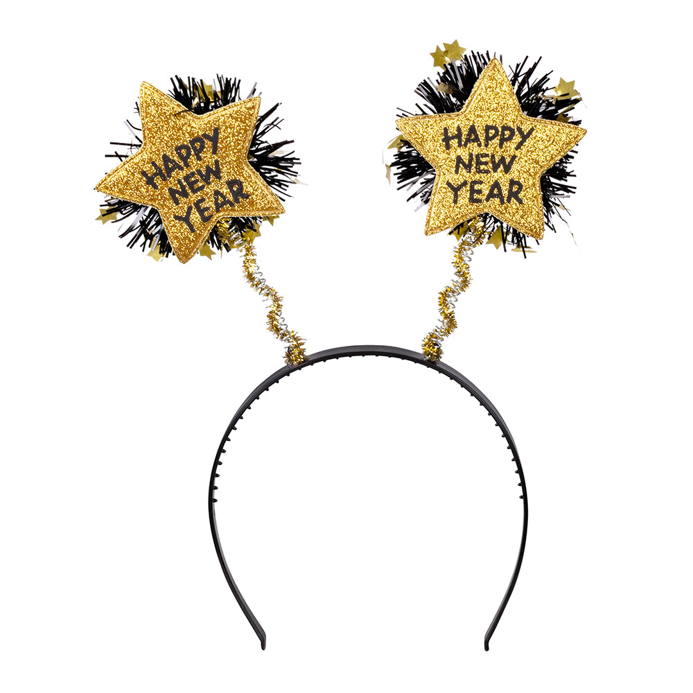 Serre-tête Happy New Year avec Étoiles Pailletées - Accessoire Nouvel An