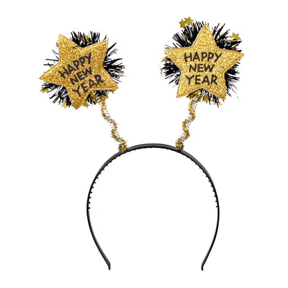 Serre-tête Happy New Year avec Étoiles Pailletées - Accessoire Nouvel An