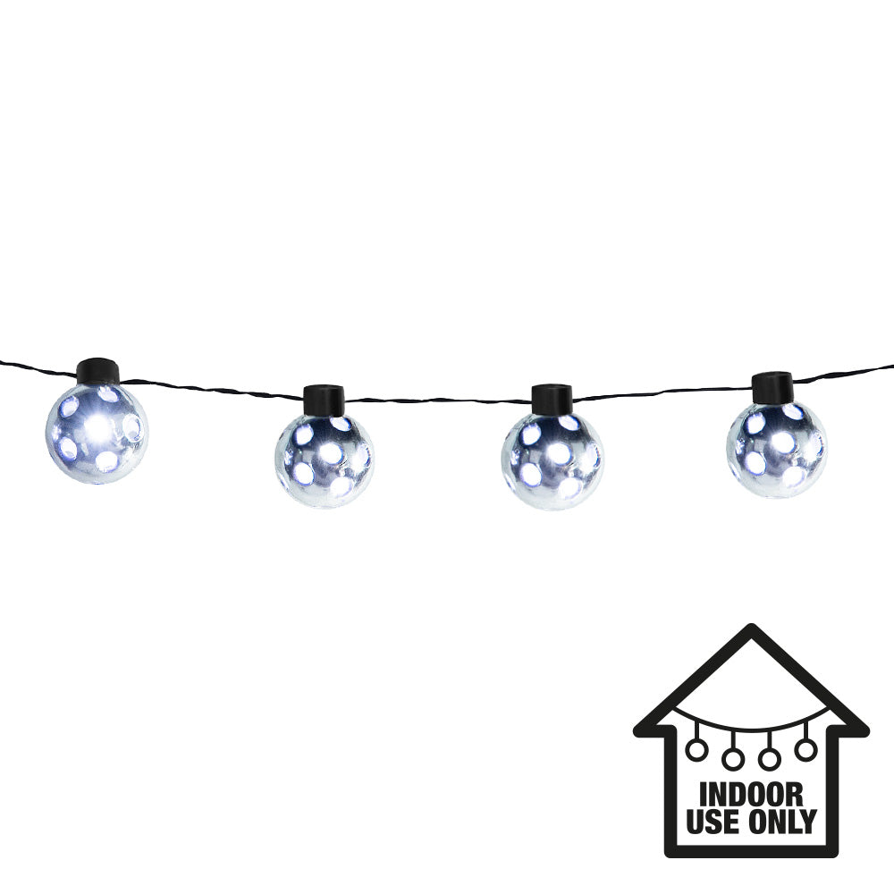 Guirlande LED Boules Argent 10 Lumières Blanc Froid