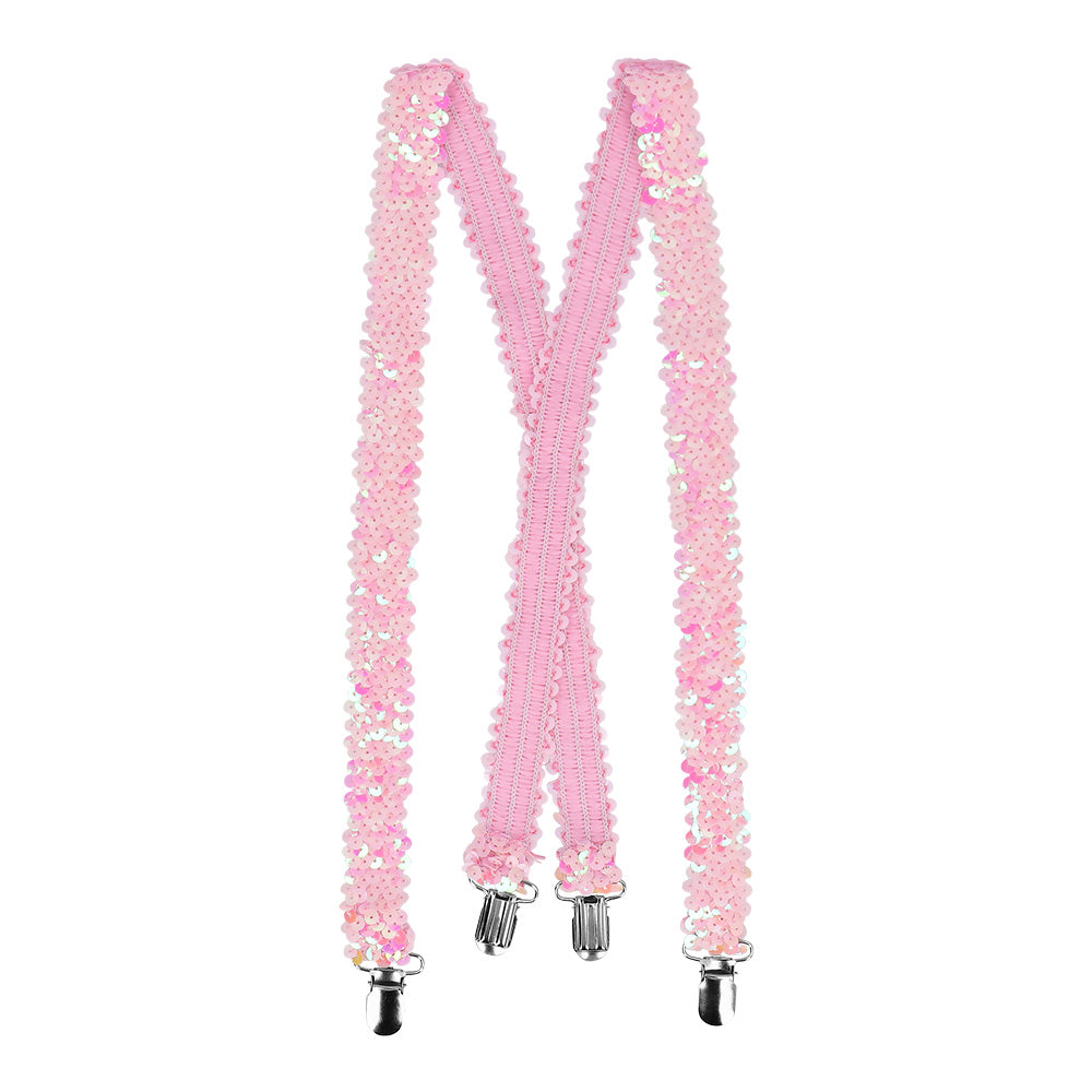 Coffret Accessoires de Fête Rose Fluo : Lunettes, Nœud Pap', Bretelles Paillettes