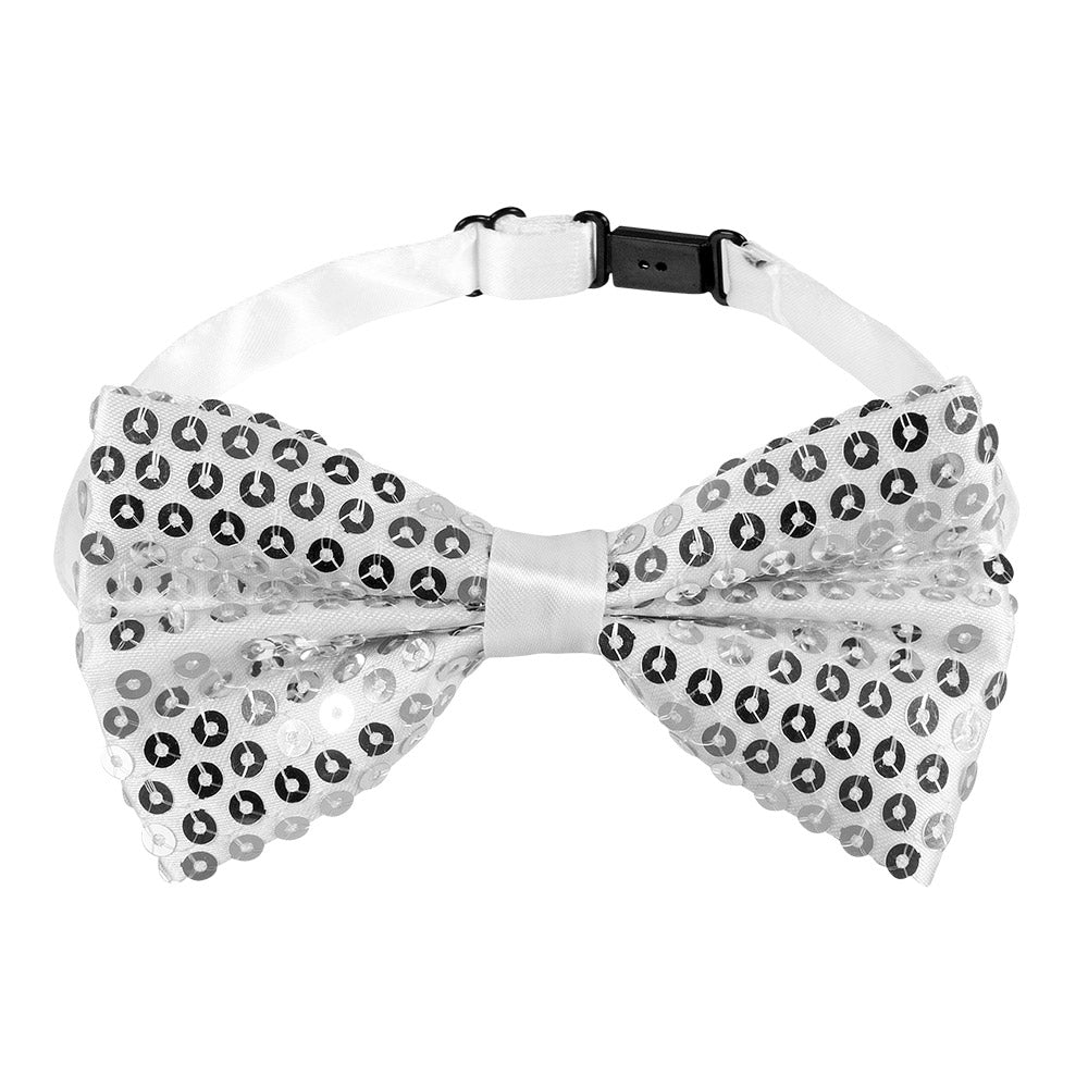 Kit Disco Paillettes Blanc - Lunettes + Nœud + Bretelles