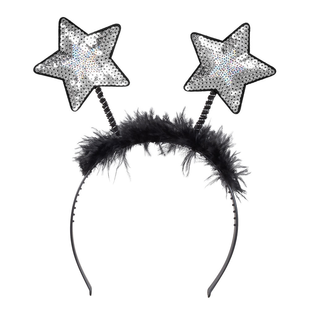 Serre-tête Étoiles Paillettes Noir - Accessoire Fête Glamour