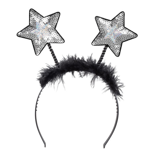 Serre-tête Étoiles Paillettes Noir - Accessoire Fête Glamour