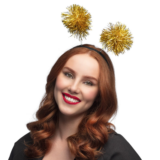 Serre-tête Pom-poms Or - Accessoire Cheerleader & Fête