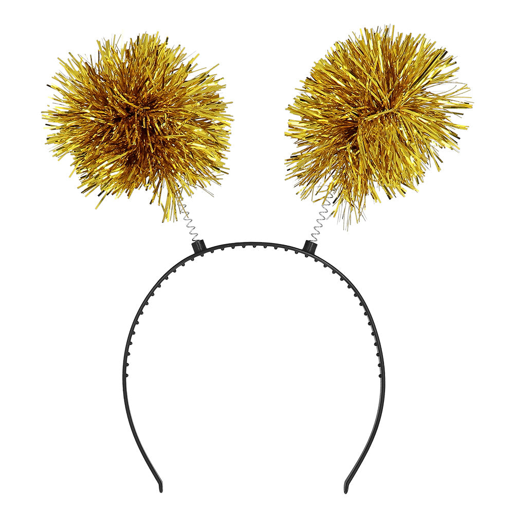 Serre-tête Pom-poms Or - Accessoire Cheerleader & Fête