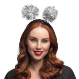Serre-tête Pompons Argent - Accessoire Déguisement Festif