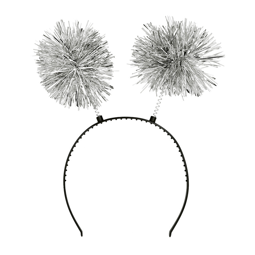 Serre-tête Pompons Argent - Accessoire Déguisement Festif