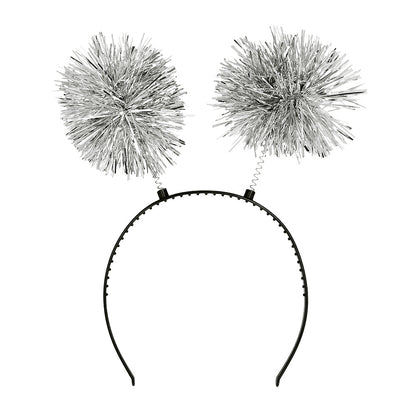 Serre-tête Pompons Argent - Accessoire Déguisement Festif