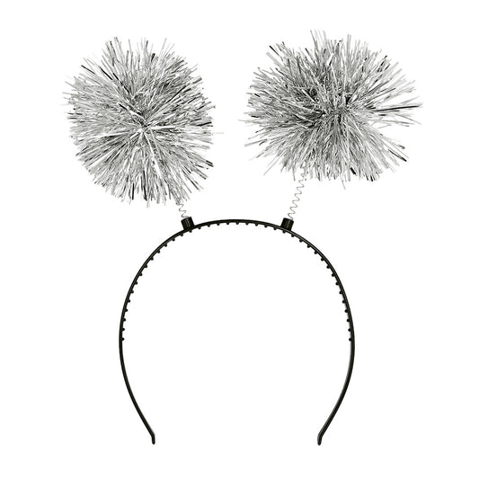 Serre-tête Pompons Argent - Accessoire Déguisement Festif