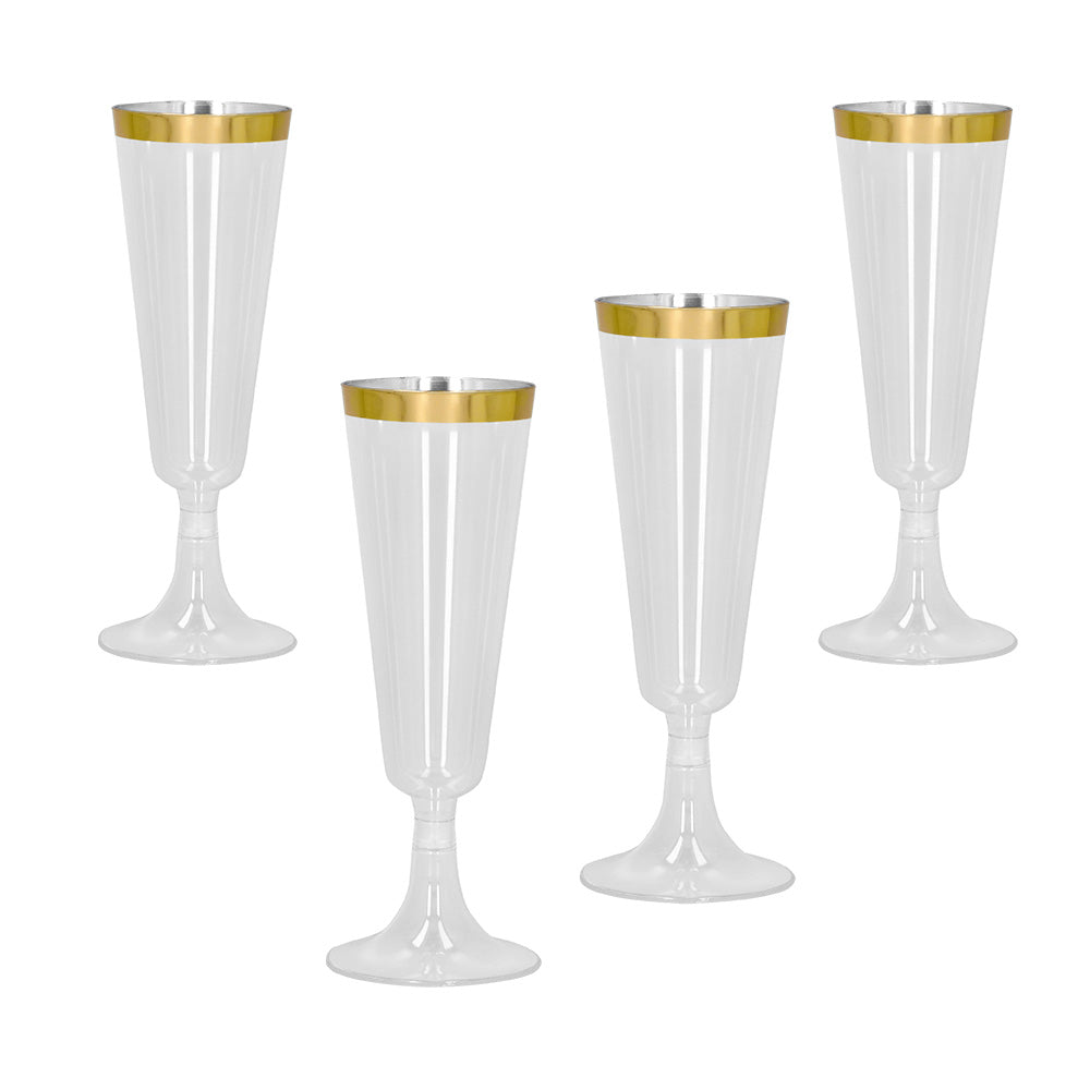Verres à Champagne Jetables Dorés - 4 Pièces