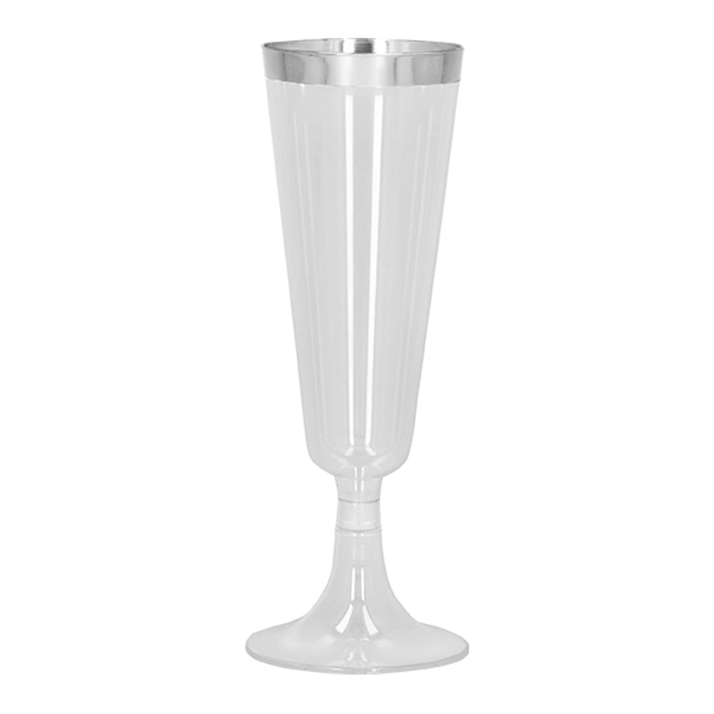 Verre à Champagne Plastique Argent - Lot de 4 Flûtes