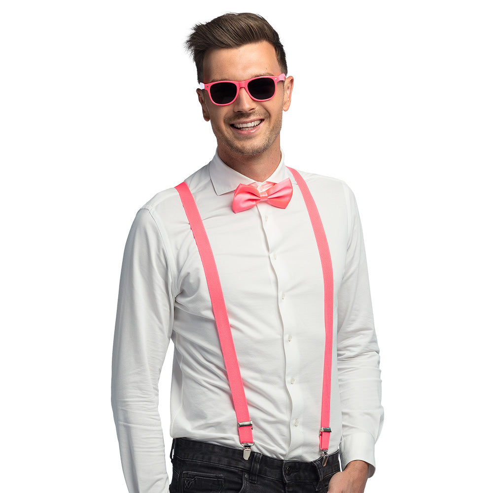 Kit Accessoires Neon Fluo Lunettes Nœud Bretelles Fête