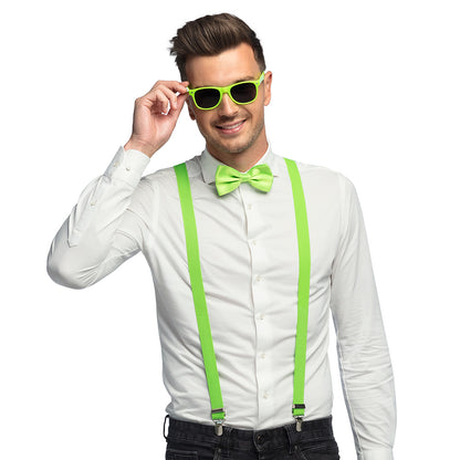 Kit Accessoires Neon Fluo Lunettes Nœud Bretelles Fête