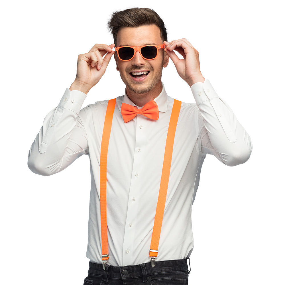 Kit Accessoires Neon Fluo Lunettes Nœud Bretelles Fête