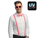 Kit Accessoires Fluo Rose UV Blacklight - Lunettes, Nœud, Bretelles