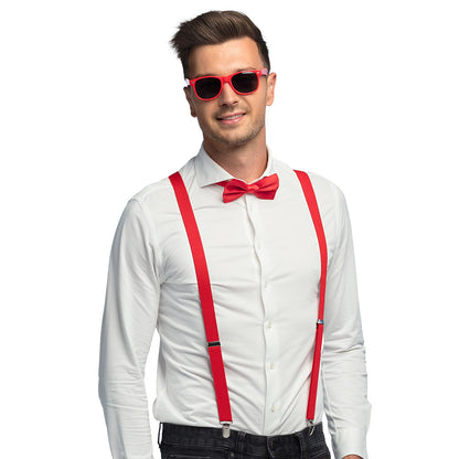 Kit Accessoires Rouge Nœud Pap' Bretelles Lunettes Fête
