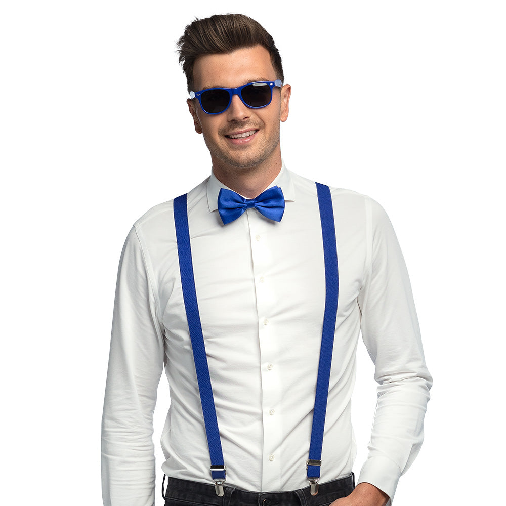 Set Accessoires Bleu Royal - Nœud Pap', Bretelles et Lunettes