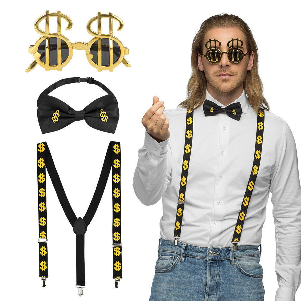 Kit Accessoires Dollar Luxe - Lunettes, Nœud & Bretelles