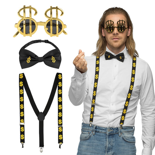 Kit Accessoires Dollar Luxe - Lunettes, Nœud & Bretelles