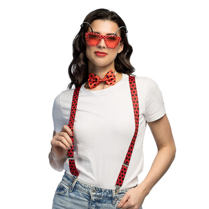 Ensemble Costume Coccinelle : Lunettes, Nœud & Bretelles