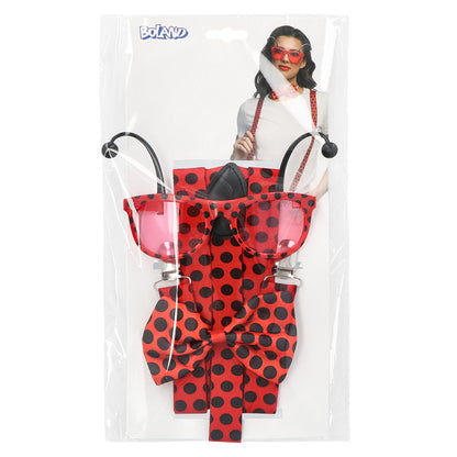 Ensemble Costume Coccinelle : Lunettes, Nœud & Bretelles