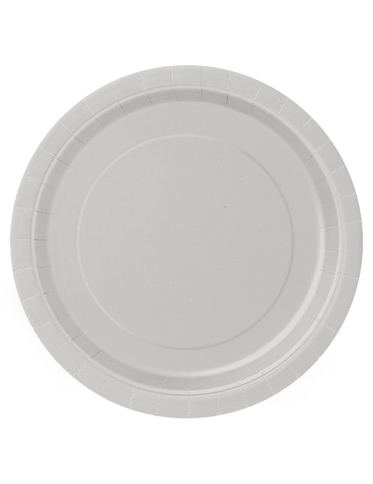 16 Assiettes en carton argent 23 cm