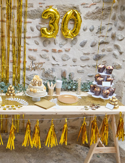 16 Assiettes en carton doré mat 22 cm