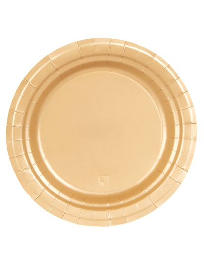 16 Assiettes en carton doré mat 22 cm