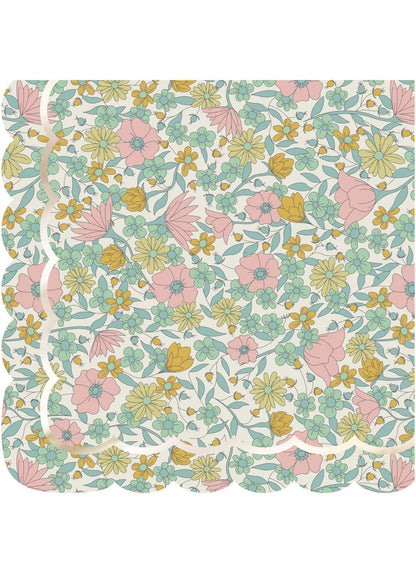 16 Serviettes en papier festonnées shabby or 33 x 33 cm