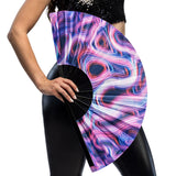 Éventail XL UV Blacklight Motifs Fluo 64cm - Accessoire Fête