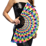 Éventail XL arc-en-ciel UV blacklight 64cm - Accessoire de fête