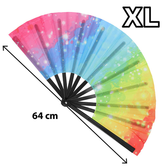 Éventail Holographique 64cm - Effet Lumineux UV Blacklight