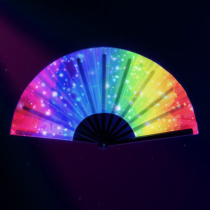 Éventail Holographique 64cm - Effet Lumineux UV Blacklight