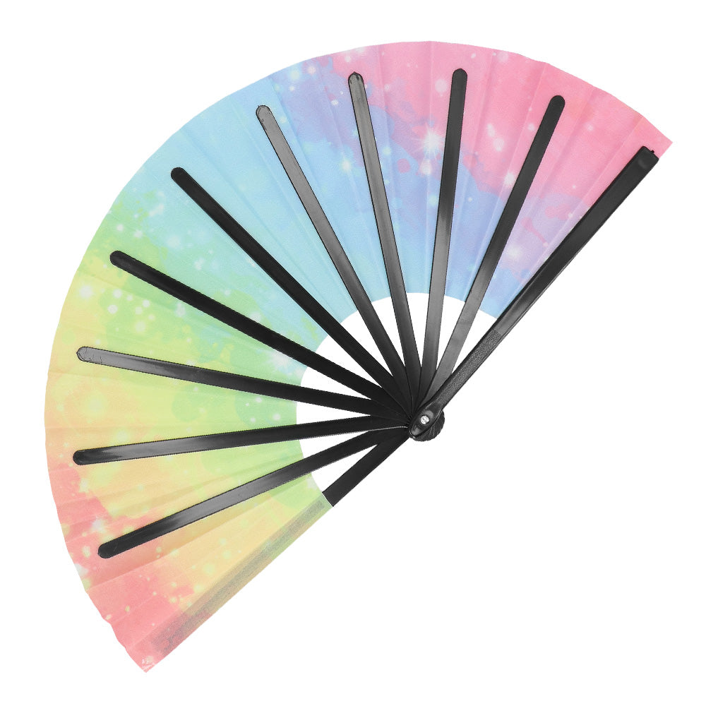 Éventail Holographique 64cm - Effet Lumineux UV Blacklight