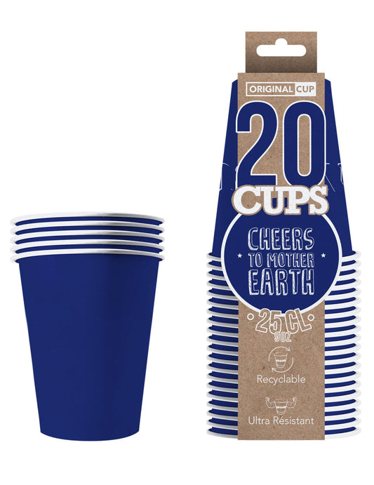 20 Gobelets américains carton recyclable bleu 25 cl