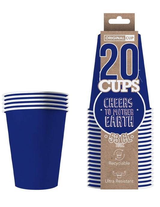 20 Gobelets américains carton recyclable bleus 53 cl