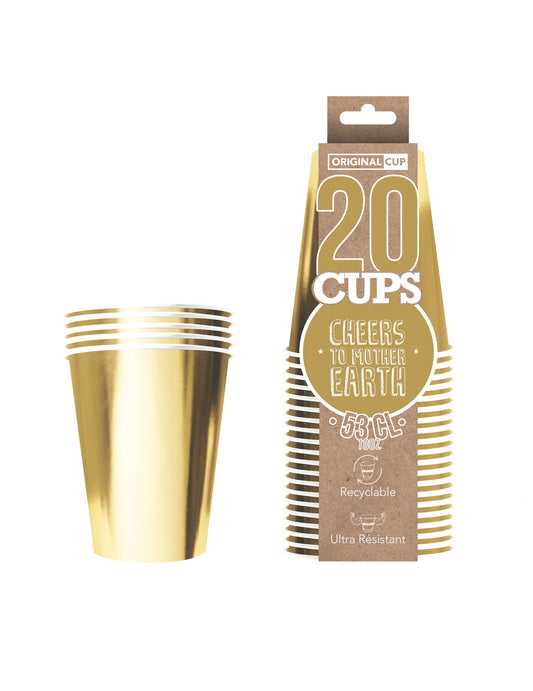 20 Gobelets américains carton recyclable or 53 cl