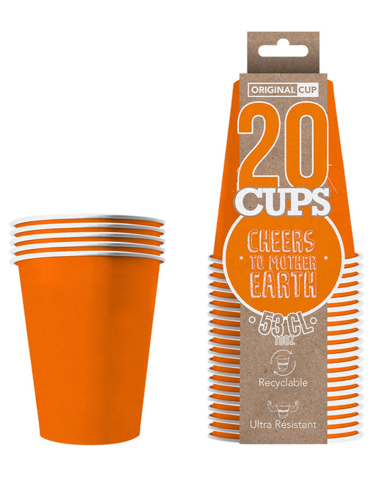 20 Gobelets américains carton recyclable orange 53cl