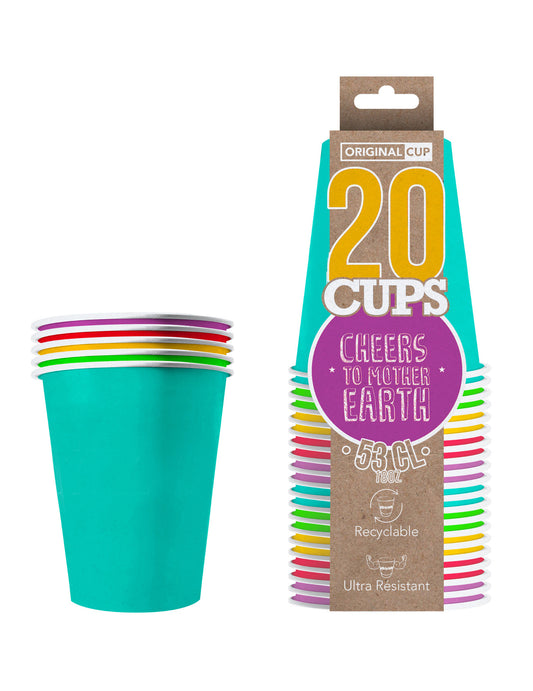 20 Gobelets américains carton recyclable Summer 53 cl