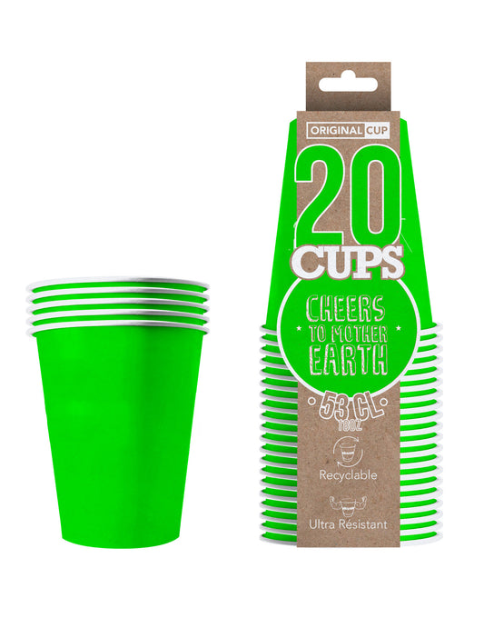 20 Gobelets américains carton recyclable verts 53 cl