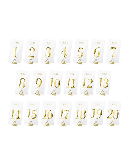 20 Marque tables transparents chiffres dorés 7 x 12 cm