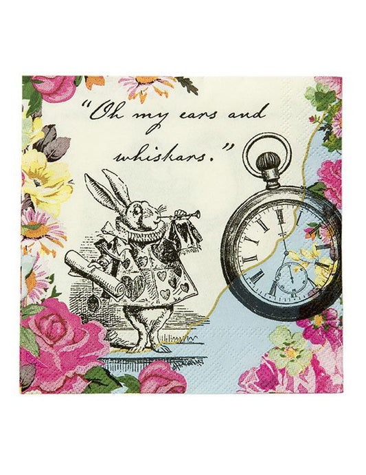 20 Petites serviettes en papier Alice au Pays imaginaire 25 x 25 cm