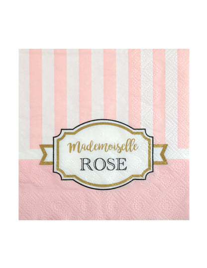 20 Petites serviettes en papier Baby shower rose 25 x 25 cm