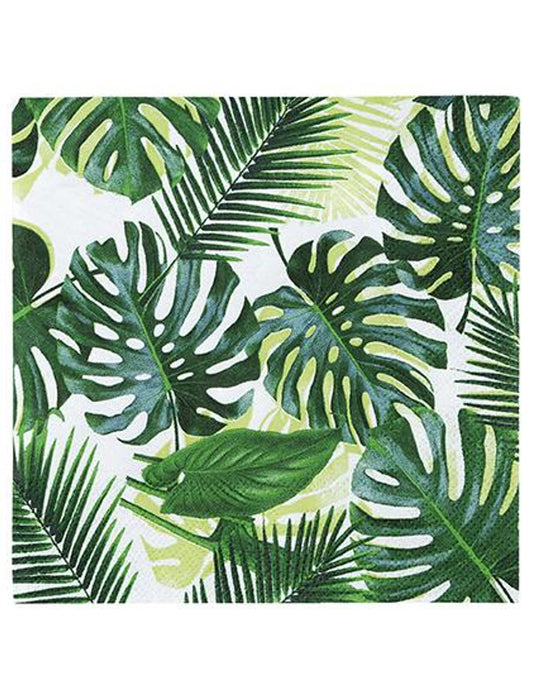 20 Petites serviettes en papier Tropical vert 25 x 25 cm